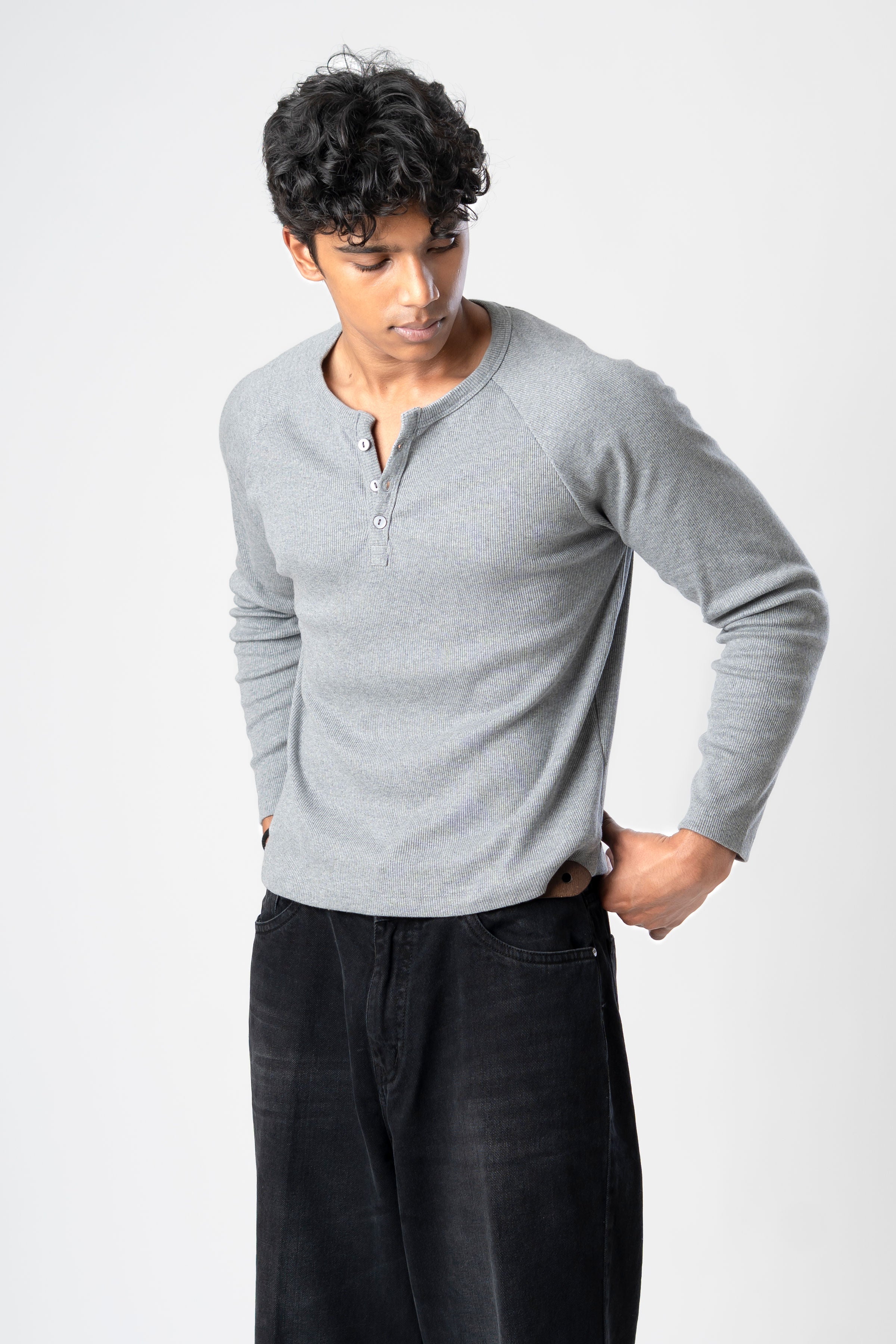 HENLEY Melange T-Shirt